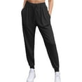 thumbnail image 1 of Bmisegm Fashionable Women's Casual Pants Lightweight Stretchy Athletic Trousers with Pockets Ideal for Workouts and Daily Activities Black M, 1 of 4