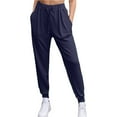 thumbnail image 1 of Bmisegm Fashionable Women's Casual Pants Lightweight Stretchy Athletic Trousers with Pockets Ideal for Workouts and Daily Activities Navy XL, 1 of 4