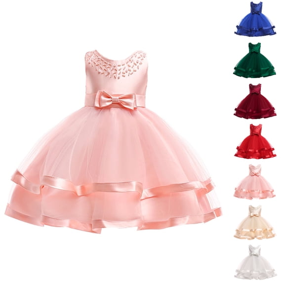 Bmisegm Flower Girls Ruffles Dress Vintage Wedding Bridesmaid Party Dresses Holiday Kids Formal Pageant Gown Toddler Princess Dress