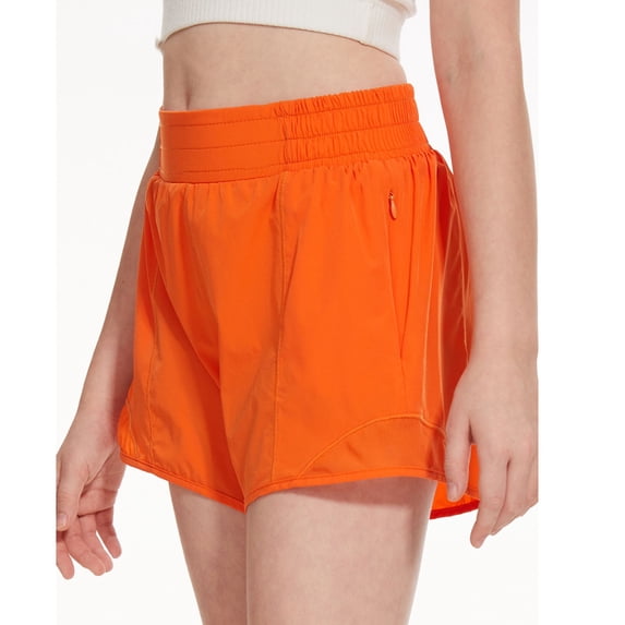 Bmisegm Girls Athletic Shorts Loose Fit Summer Running -Exposure Breathable Mesh Yoga 3" Shorts for Fitness Baggy Sweat Shorts 6-13 Years 01_Orange,12-13 Years