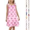 thumbnail image 1 of Bmisegm Girls Dress Floral Print Spaghetti Strap Ruffle Tiered Soft Cute A Line Nightgown for Summer Sleepwear and Casual Wear Midi Summer Dress 5-14 Years Light Pink_006,7-8 Years, 1 of 6