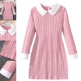 thumbnail image 1 of Bmisegm Girls Dress Notched Collar Long Sleeve Contrast A Line Dress Back Button Closure Casual Dresses for Girls 9-10 Years, 1 of 8