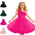 thumbnail image 1 of Bmisegm Girls Dress One Shoulder Spaghetti Strap Ruffle Accent Big Bow Waist 3D Butterfly A Line Tutu Party Dress for Girls 7-8 Years, 1 of 8