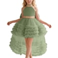 thumbnail image 1 of Bmisegm Girls Dress Train Tiered Neck Gown for Pageant Recital Performance and Events Party Outfits Green, 1 of 5