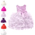 thumbnail image 1 of Bmisegm Girls' Dresses Sleeveless Round Neck Embellished Bodice Big Bow Layered Ruffled Short Tutu Dress Toddler Dress 0-6 Months, 1 of 5