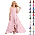 thumbnail image 1 of Bmisegm Girls Formal Dress Party Gown with Ruffled Tiered and Strapless Crinkle Waist Design Long Dress for Wedding 6-14 Years 01_Pink,11-12 Years, 1 of 7