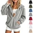 thumbnail image 1 of Bmisegm Girls Hoodie Solid Zip up Hooded Jacket Long Sleeve Casual 3-15 Years Girls Sweatshirt Grey 5-7 Years, 1 of 5
