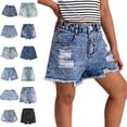 thumbnail image 1 of Bmisegm Girls Jean Shorts Girls Knee High Rise with Distressed Details for Stylish Everyday Wear Wide Leg Shorts 5-14Y Blue_011,7-8 Years, 1 of 5