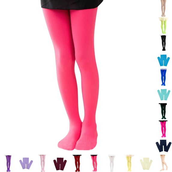 Bmisegm Girls Leggings 80D Ballet Dance Stretchy Basic Full Length Pantyhose Solid Color White Spring Summer Capri Leggings for 2-10 Years,Watermelon Red,4-6 Years