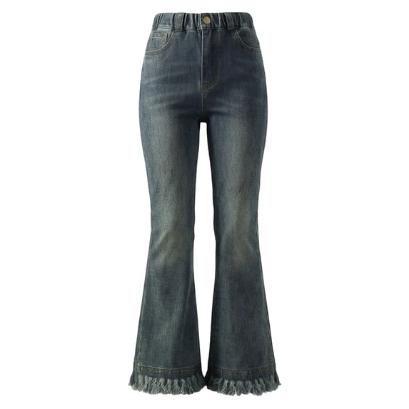Bmisegm Girls Pants Fringe Denim Jeans Flared Slim Fit Bootcut for ...