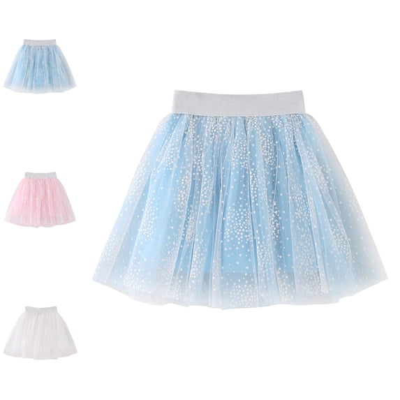 Bmisegm Girls Skirts Layered Mesh Tutu Party Dance Performance Skirt with Dot Print School Skirts for Girls 18-24 Months