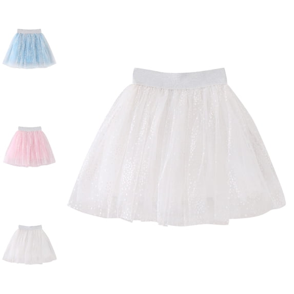 Bmisegm Girls Skirts Layered Mesh Tutu Party Dance Performance Skirt with Dot Print School Skirts for Girls 2-3 Years