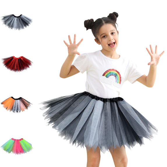 Bmisegm Girls Skirts Layered Mesh Tutu Patchwork Dance Performance Party Skirt Tutu Skirt 2-8 Years