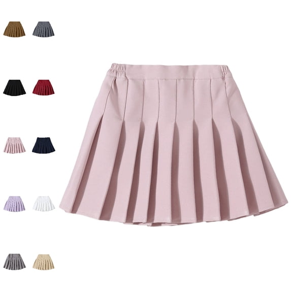 Bmisegm Girls Skorts High Waist Pleated Skort with Side Zipper A Line Short Skort for School Daily Wear Back to School Supplies 11-12Years