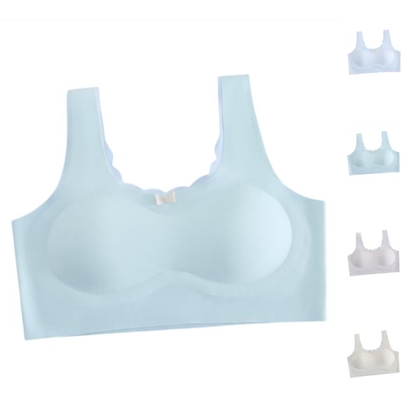 Bmisegm Girls Sports Bra Wireless Seamless Crop Top X Back Removable Pads Wide Straps for Girls Bra for Girls Light Green L