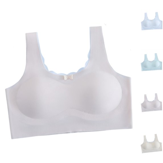 Bmisegm Girls Sports Bra Wireless Seamless Crop Top X Back Removable Pads Wide Straps for Girls Bra for Girls Light Pink M