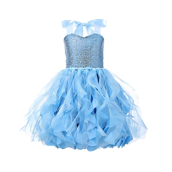 Bmisegm Girls Summer Dresses Fashion Halloween Historical Spiral Sequin Sleeveless Tutu Performance Dresses for Girls