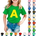 thumbnail image 1 of Bmisegm Girls T Shirts Children's Fashion Letter Printed T Shirt Casual Comfortable Top for Boys and Girls Ages 3-12Y Girls' Tops Tees & Blouses 01_Green,3-4 Years, 1 of 5