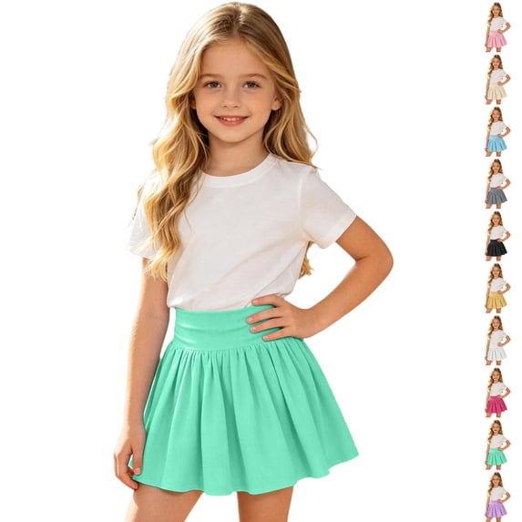 Bmisegm Girls Tennis Skirt High Waist Pleated Breathable Lightweight Workout for Sports Yoga Summer Skirt 6-16Y Mint Green,13-14 Years
