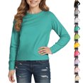 thumbnail image 1 of Bmisegm Girls Tops Children Kids Fall Winter Long Sleeve Crewneck Solid Basic Tee for Boys and Girls 1-7 Years Boys T Shirts Green 3-4 Years, 1 of 5