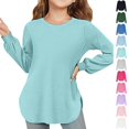 thumbnail image 1 of Bmisegm Girls Tops Toddler Baby Girls Boys Solid Long Sleeve Basic Tee for Kids Boys T Shirts Mint Green 9-10 Years, 1 of 5