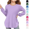 thumbnail image 1 of Bmisegm Girls Tops Toddler Baby Girls Boys Solid Long Sleeve Basic Tee for Kids Boys T Shirts Purple 7-8 Years, 1 of 5