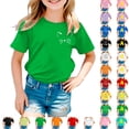 thumbnail image 1 of Bmisegm Girls Tshirts Kids' Cat Print T Shirt Casual Comfortable Top for Boys and Girls Ages 3-12Y Cute Summer Tops 02_Green,5-6 Years, 1 of 5