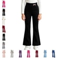 thumbnail image 1 of Bmisegm Girls Wide Leg Pants High Waist Solid Color Yoga Trousers with Comfortable Elastic Waist for Everyday Activities and Play Flare Pants,01_Black,5-6 Years, 1 of 5