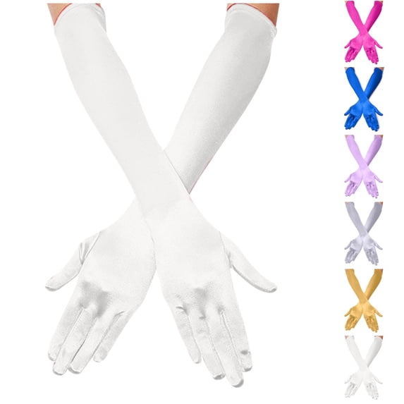 Bmisegm Gloves for Women Elbow Length Bridal Satin Dance 1920s Opera Long Finger Halloween Accessories Beige