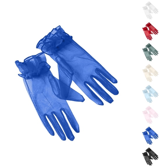 Bmisegm Gloves for Women Elegant Transparent Short Mesh Bridal Wedding Evening Stylish Halloween Dance Party Mittens BU2