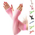 thumbnail image 1 of Bmisegm Gloves for Women Ladies Girls High Elasticity Fishnet Fingerless Long Party Club Dance Accessories Pink, 1 of 1