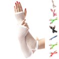 thumbnail image 1 of Bmisegm Gloves for Women Ladies Girls High Elasticity Fishnet Fingerless Long Party Club Dance Accessories White, 1 of 3