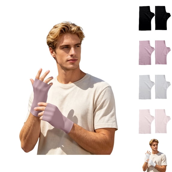Bmisegm Gloves for Women Summer Ice Silk Half Finger Breathable Thin Sun Blocking Driving Cycling Outdoor Mittens Light Purple