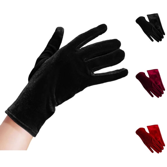 Bmisegm Gloves for Women Velvet Opera Length Wedding Bridal Evening Dress Short Formal Banquet Party Black