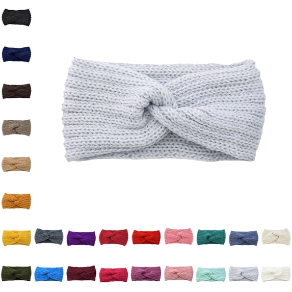 Bmisegm Hair Bandana Cable Knit Ear Warmer Headband Soft Stretchy Winter Warm Women Knotted Headband for Women One size