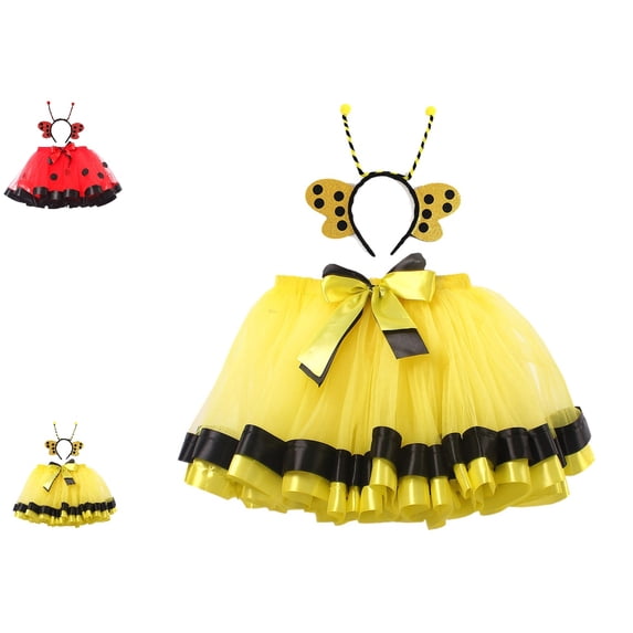 Bmisegm Halloween Clothes Girls Layered Mesh Tutu Animal Theme Party Dance Skirt with Headband Tutu Skirt 2-4 Years