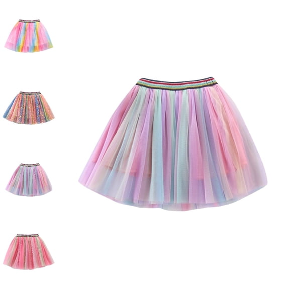 Bmisegm Halloween Girls Layered Mesh Star Dance Performance Skirt Tutu Skirt 9-10 Years