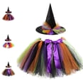 thumbnail image 1 of Bmisegm Halloween for Kids Girls Layered Mesh Tutu Cosplay Skirt with Witch Hat Skirts for Girls 5-8 Years, 1 of 6