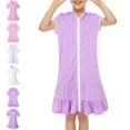 thumbnail image 1 of Bmisegm Kids Dress Hooded Zip Front Short Sleeve Ruffle Hem Casual Summer Beach Swim Cover up Girls Dress 3-4 Years, 1 of 9
