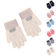 thumbnail image 1 of Bmisegm Kids Gloves Mittens Lined Thermal Five Finger Design Boys Girls Soft Knitted Children Mittens Cozy Khaki, 1 of 5