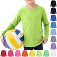 thumbnail image 1 of Bmisegm Kids Long Sleeve Shirts Breathable Mesh Raglan Tee for Boys Girls Lightweight Rash Guard Sports T Shirt for Toddler Youth Boys Shirt Light Green 4-5 Years, 1 of 6