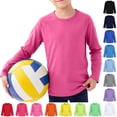 thumbnail image 1 of Bmisegm Kids Long Sleeve Shirts Breathable Mesh Raglan Tee for Boys Girls Lightweight Rash Guard Sports T Shirt for Toddler Youth Boys Shirt Pink 5-6 Years, 1 of 6
