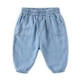 thumbnail image 1 of Bmisegm Kids Pants Toddler Infant Baby Boy Girl Solid Tencel Jeans Summer Thin Long Pants Kids Pants Boys Light Blue 3-4 Years, 1 of 7