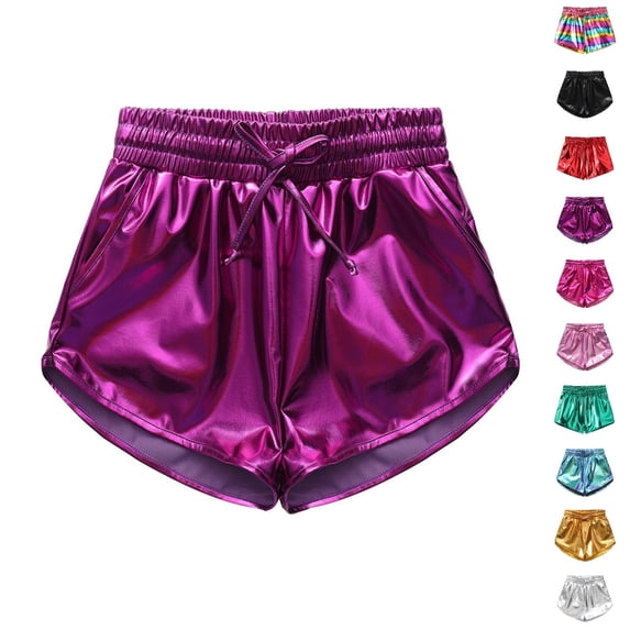 Bmisegm Kids Shorts Girls Children Dance Practice Pants Modern Summer Flat Angle Height 110-150Cm Shorts for Boys Purple 140