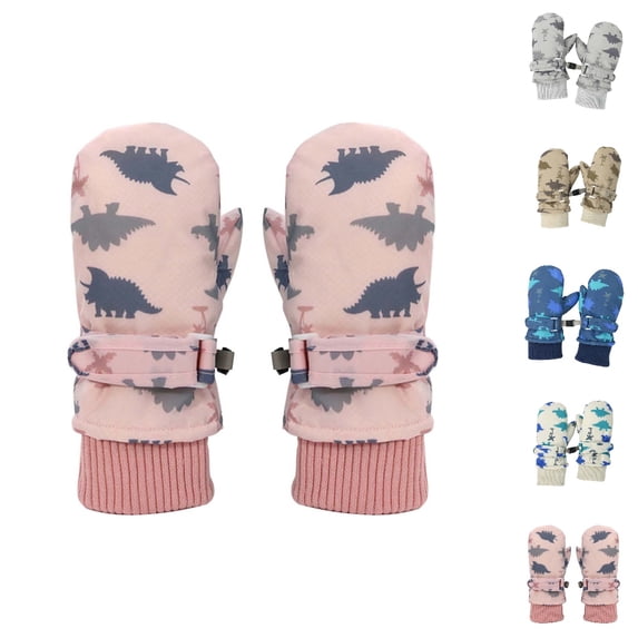 Bmisegm Kids Ski Snow Gloves Thermal Mittens Quick Drying Lined Boys Girls Winter Gloves Sports Mittens Pink_001 L