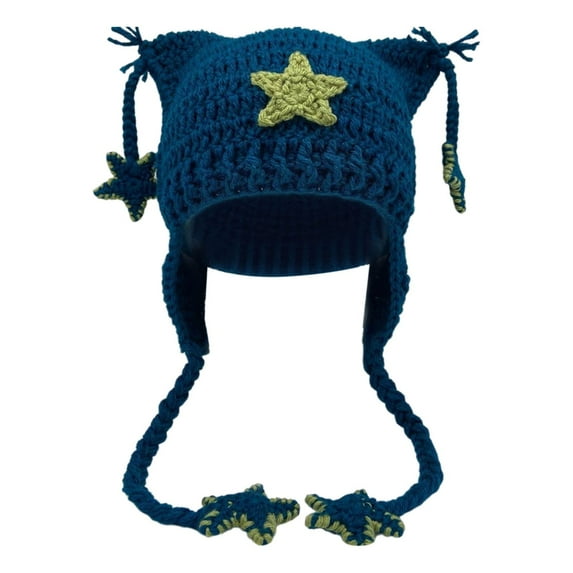 Bmisegm Beanie Star Cat Ear Cap for Adults Warm Hand Crocheted Ear ...