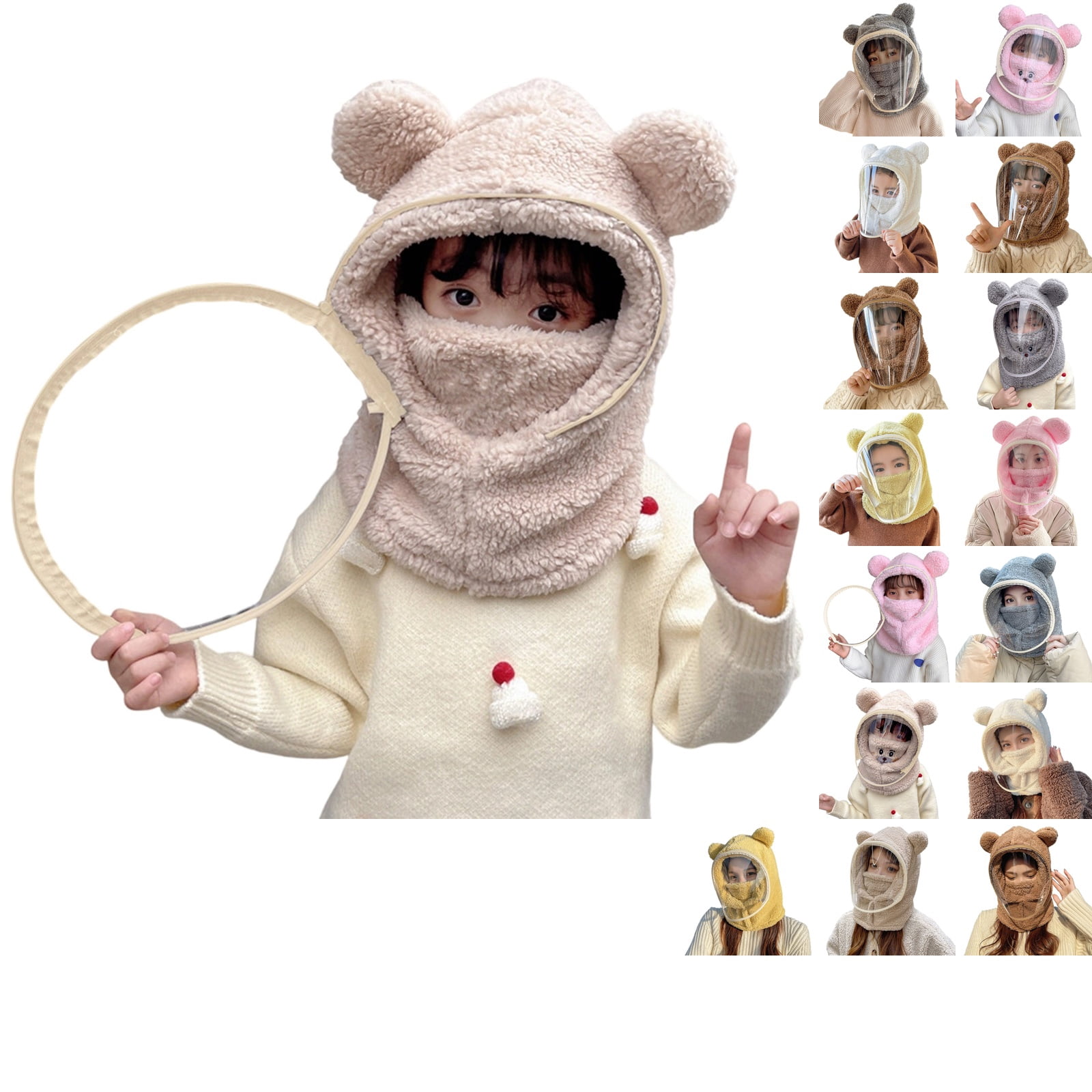 Bmisegm Russian Hat Windproof Hat with Face and Earmuffs for Winter ...