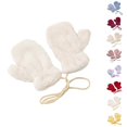 thumbnail image 1 of Bmisegm Kids Warm Gloves Korean Style Solid Color Children Mitten Glossy Plate Thickened Neck Hanging Cold Season White, 1 of 5