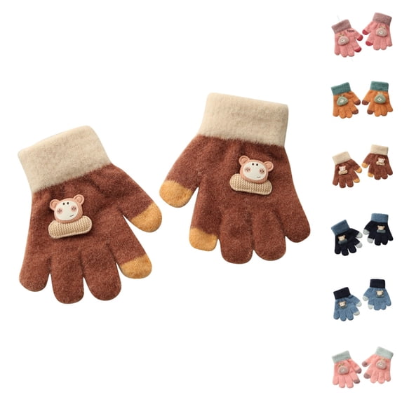 Bmisegm Kids Winter Gloves Kid Children Stretchy Knit Cold Weather Warm Gloves B