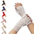 thumbnail image 1 of Bmisegm Lace Gloves Fingerless Floral Lace Pattern with Touchscreen for Women Outdoor Sun Gloves White One Size, 1 of 4